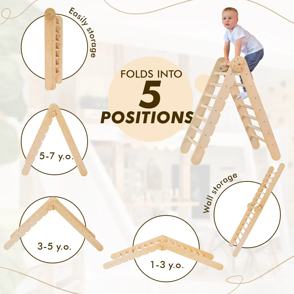 4in1 Climbing Set: Wooden Swedish Wall   Swing Set   Slide Board   Triangle Ladder