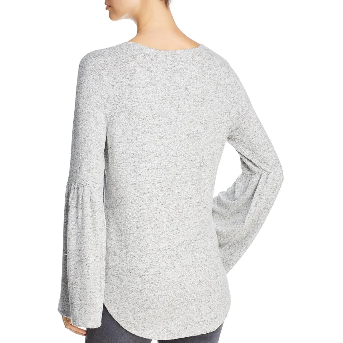 A A Collection Womens Knot-Front Marled Casual Top