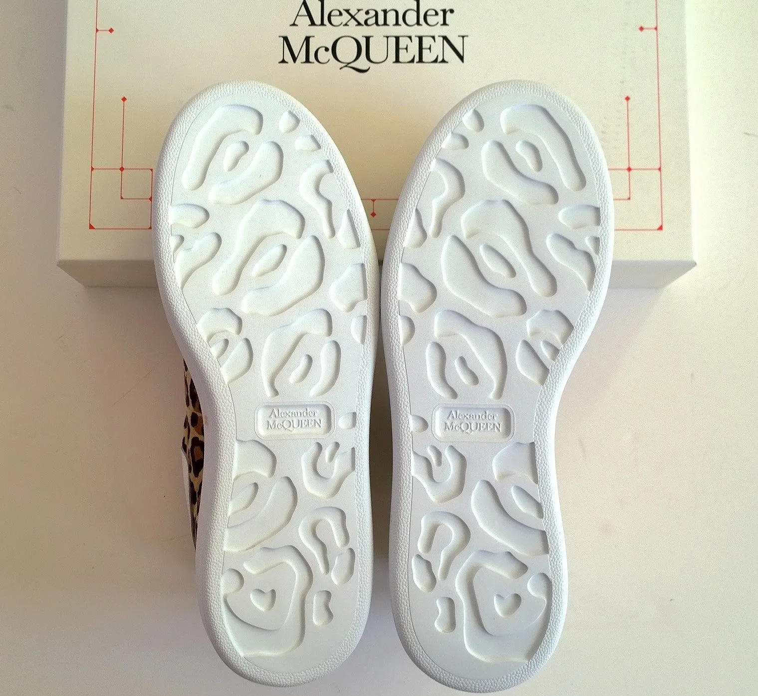 Alexander McQueen Oversized Sneakers in Leopard Suede White Platform Trainers NIB