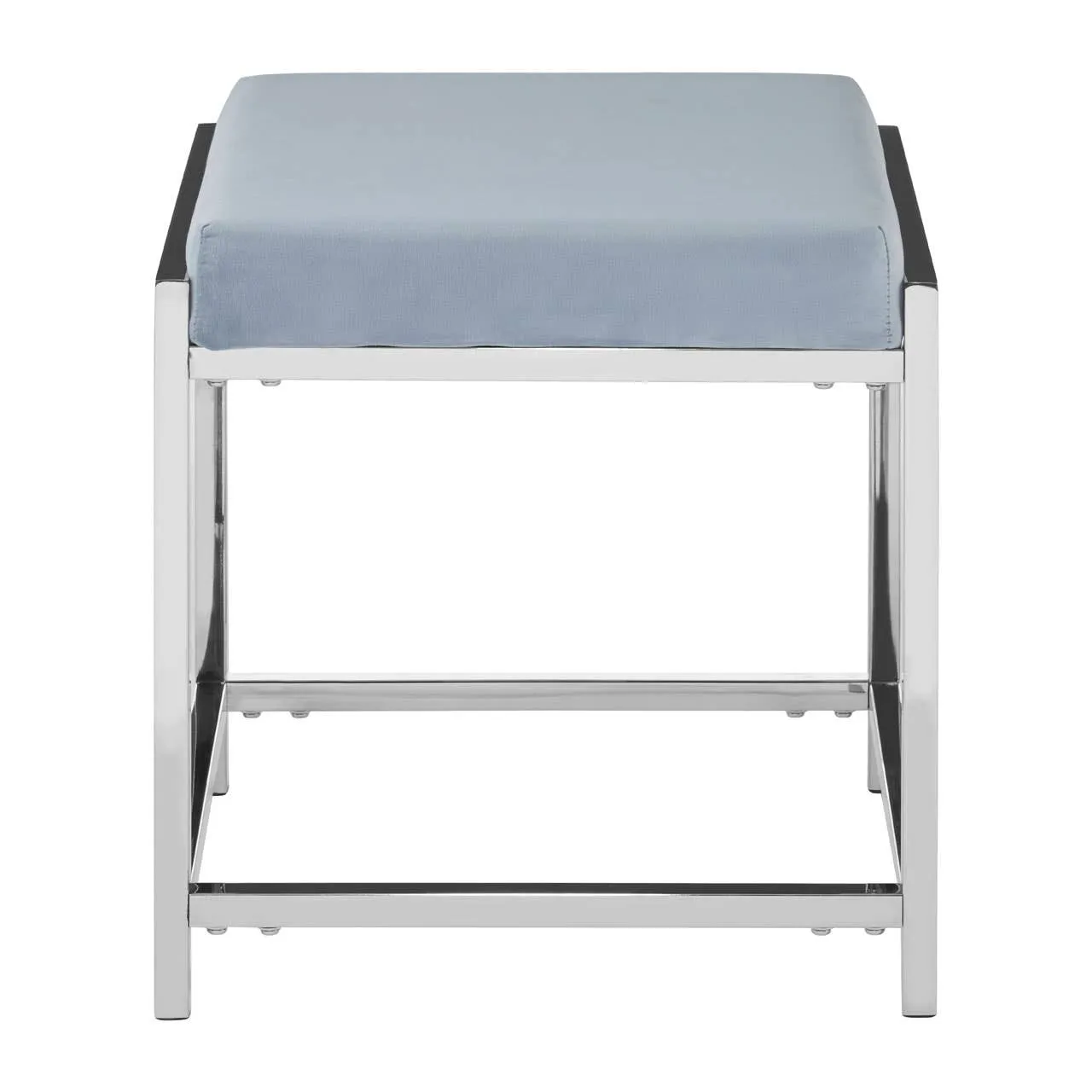 Allure Powder Blue Velvet / Silver Stool