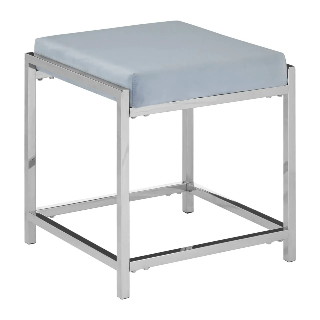 Allure Powder Blue Velvet / Silver Stool