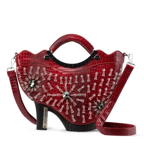 Amliya Bejeweled Platform Bootie Novelty Handbag