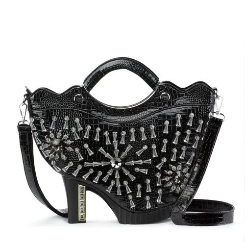 Amliya Bejeweled Platform Bootie Novelty Handbag