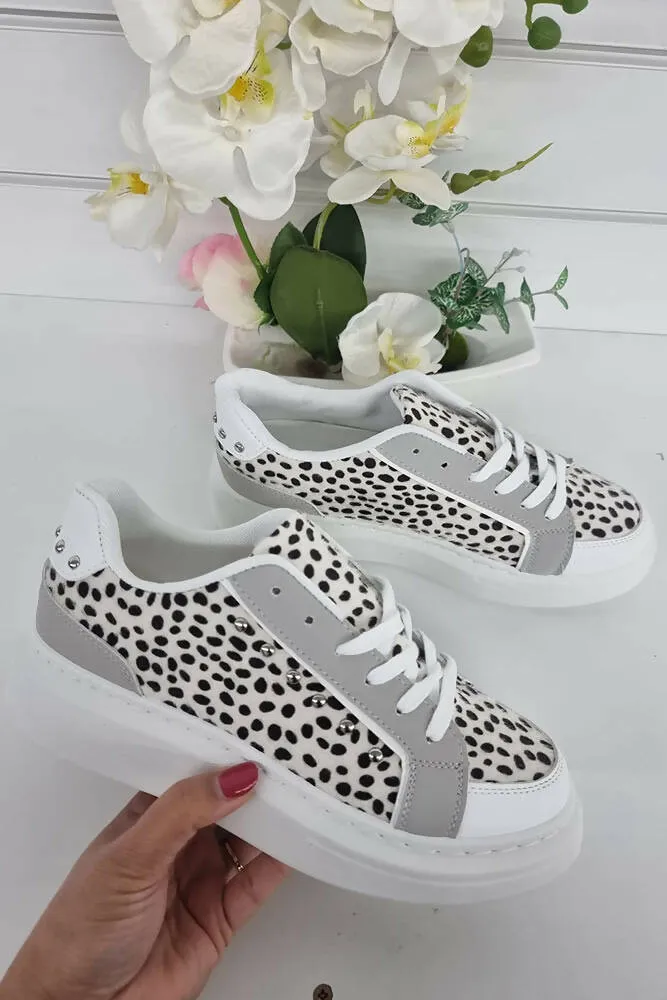 Animal Print Platform Stud Trainers