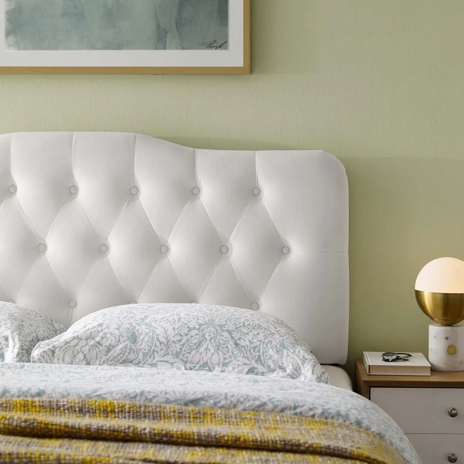 Annabel Diamond Tufted Performance Velvet Headboard