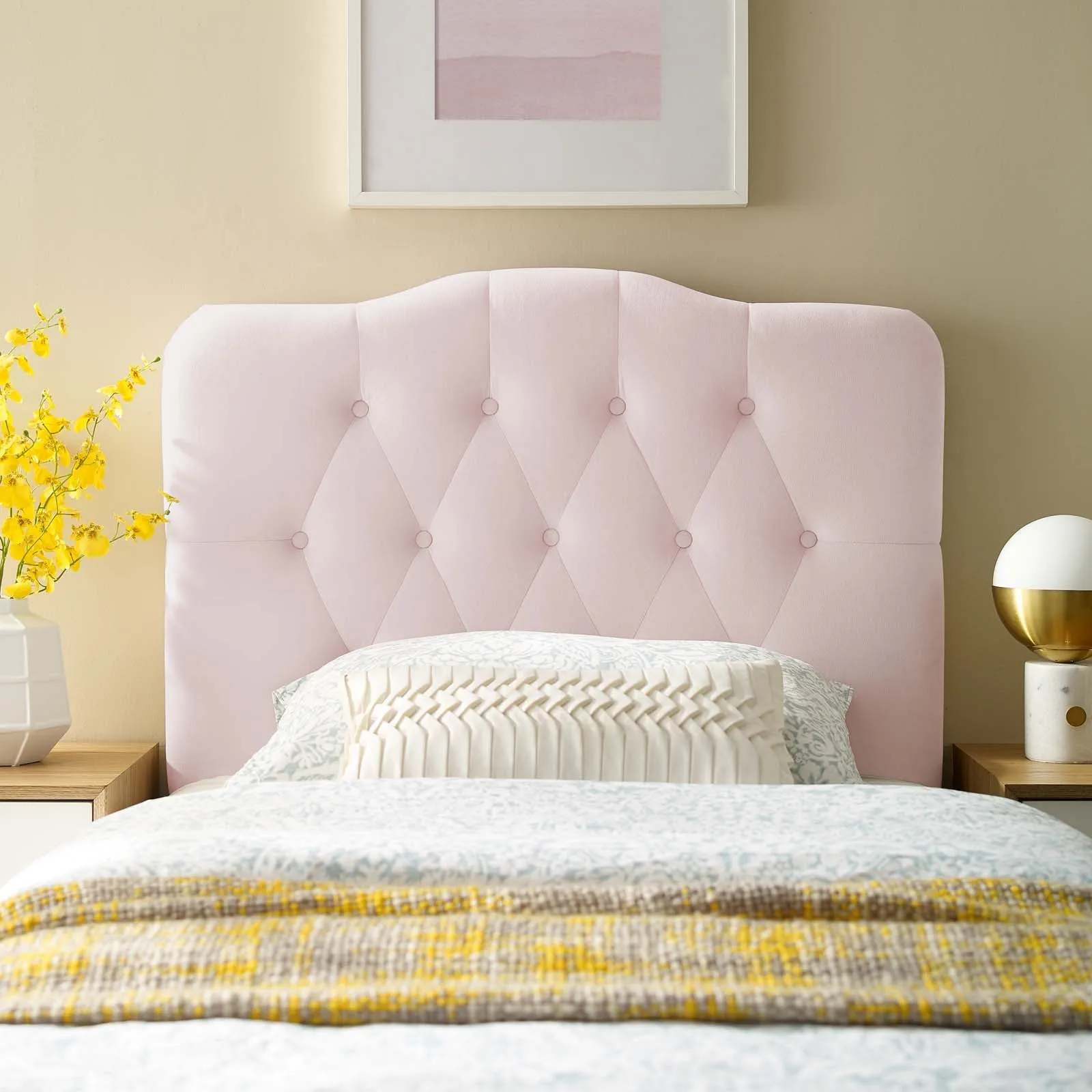 Annabel Diamond Tufted Performance Velvet Headboard