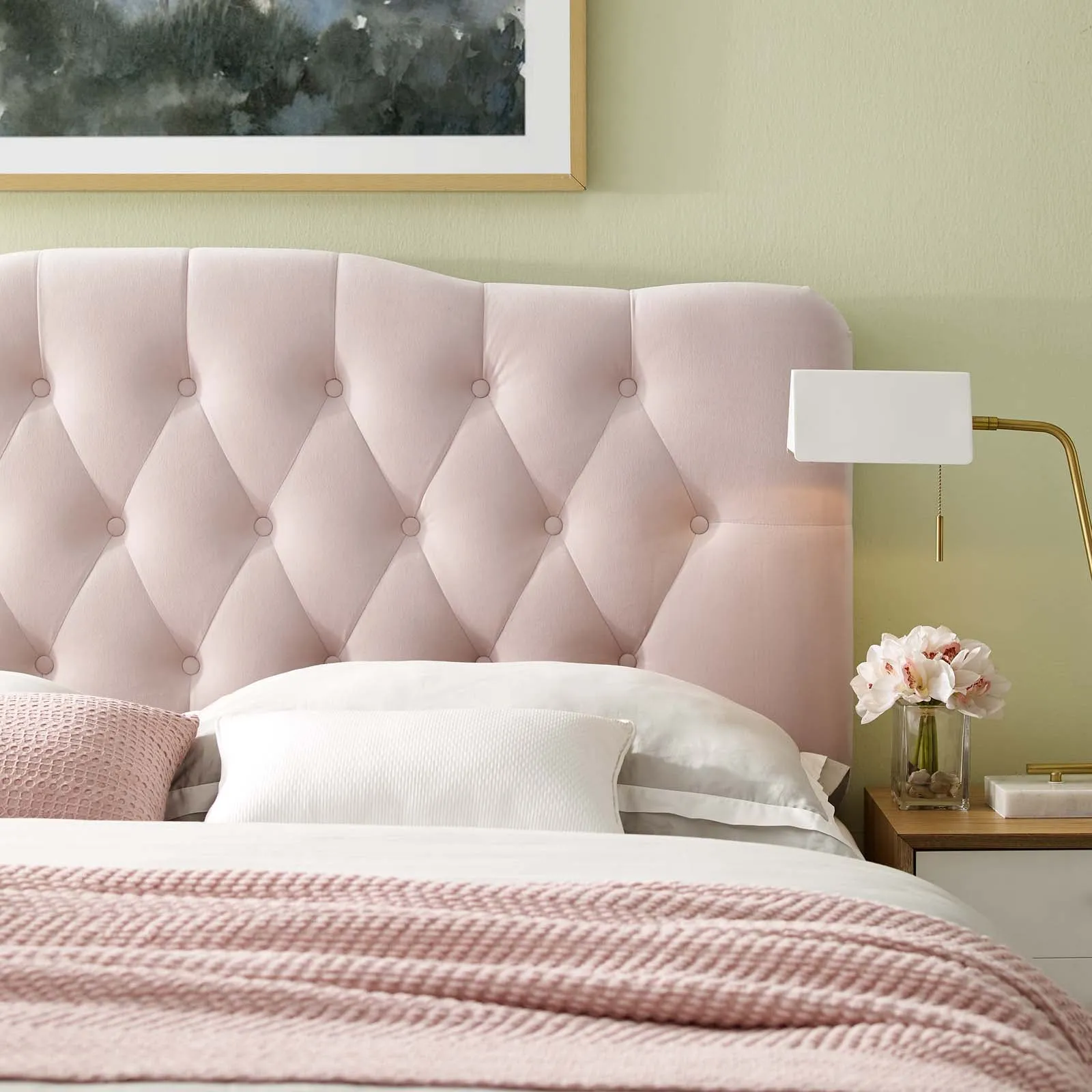 Annabel Diamond Tufted Performance Velvet Headboard