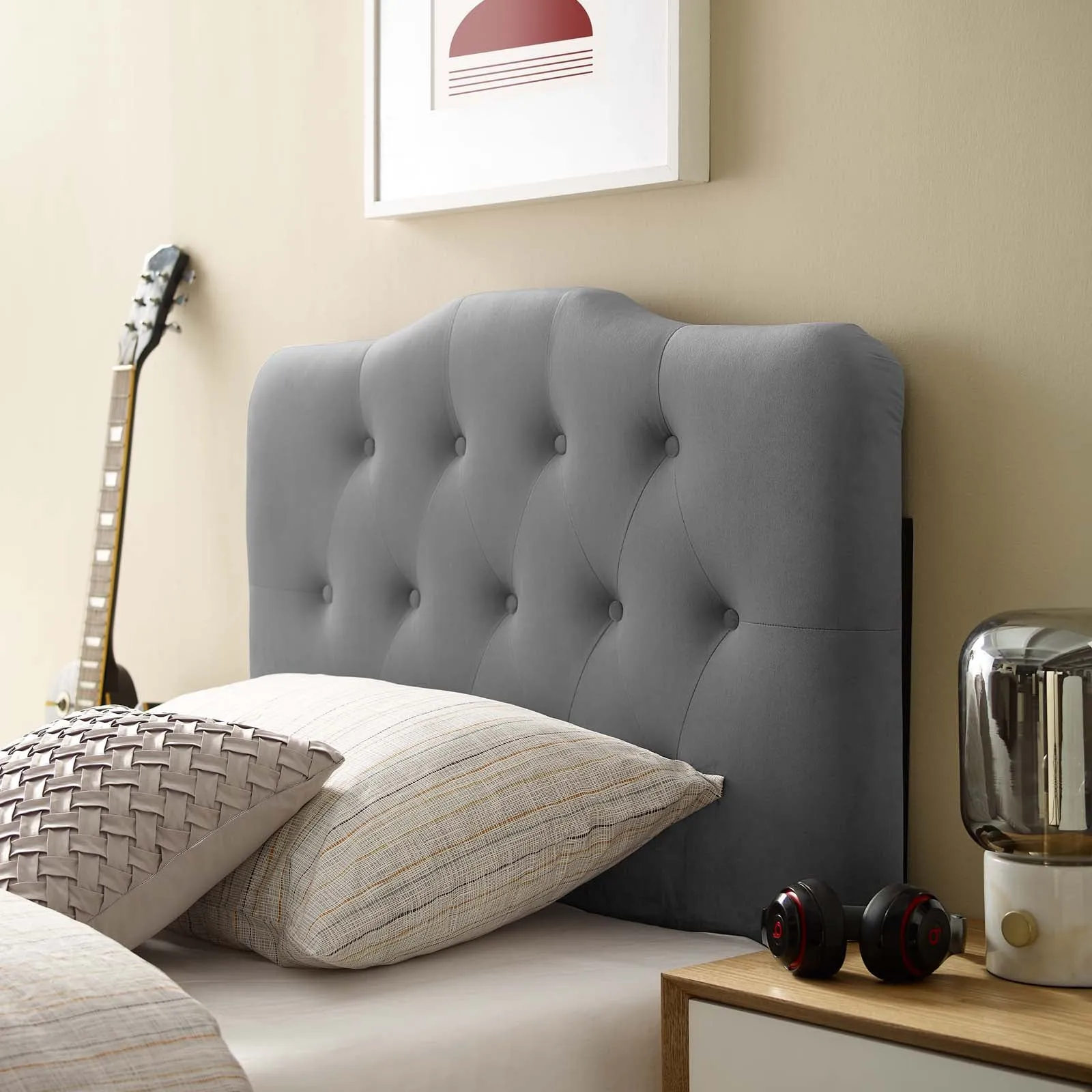 Annabel Diamond Tufted Performance Velvet Headboard