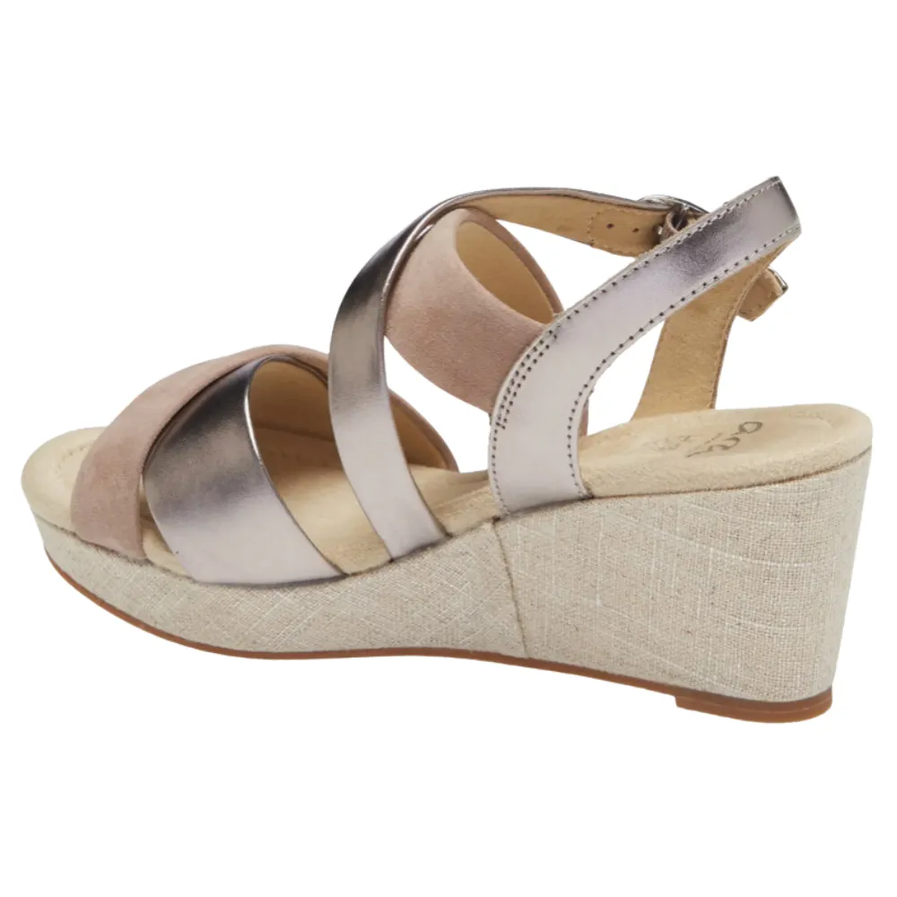 Ara Robin Taupe Leather Wedge Sandal (Women's)