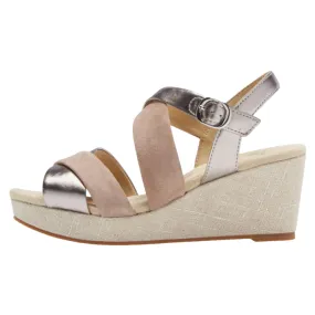 Ara Robin Taupe Leather Wedge Sandal (Women's)