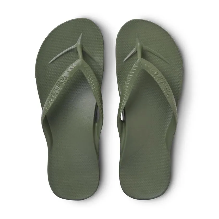 Archies Arch Support Flip Flops in Khaki