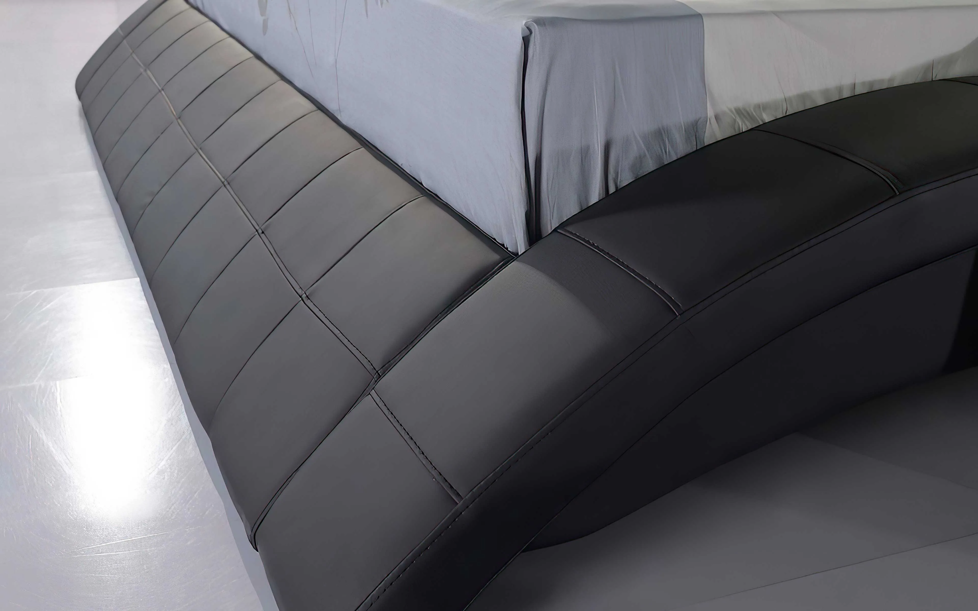 Artemis Curved Modern Leather Platform Bed