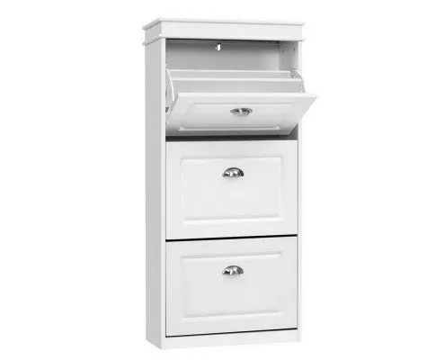 Artiss Shoe Cabinet 18 Pairs 3-tier White Sena