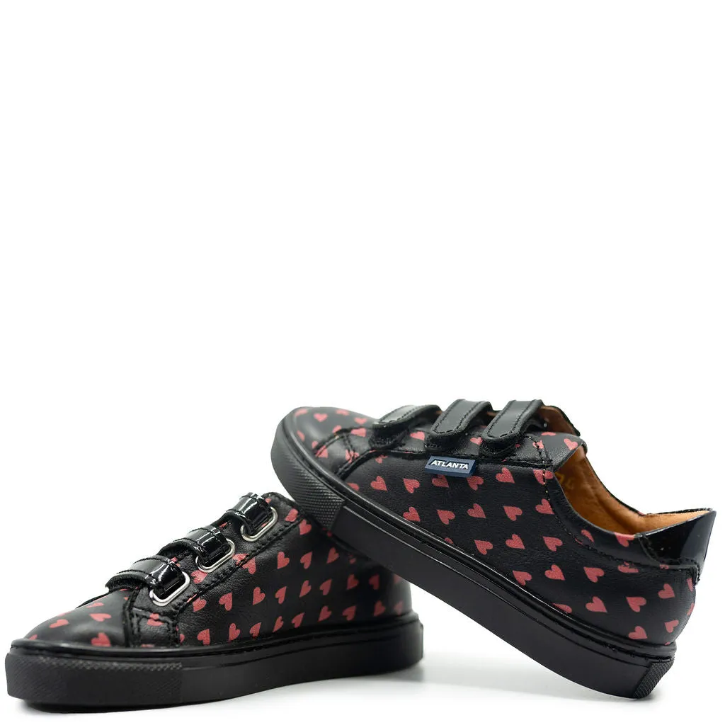 Atlanta Mocassin Black and Red Heart Sneaker