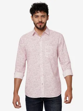 Aurora Red Printed Slim Fit Casual Shirt | JadeBlue