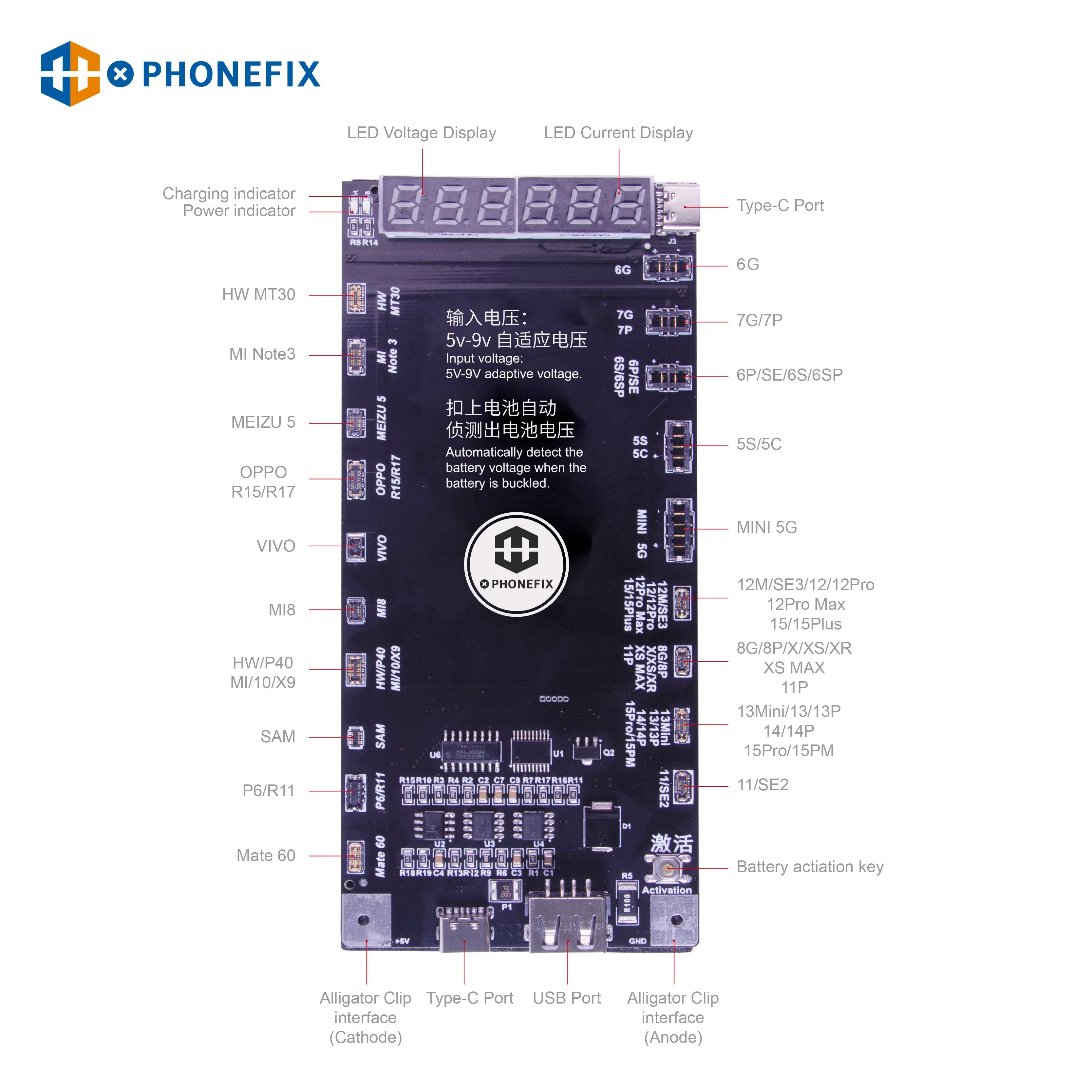 Battery Activation Board For iPhone 6-15 Pro Max Android Mate 60