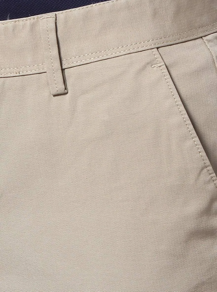 Beige Solid Slim Fit Casual Trouser | Greenfibre