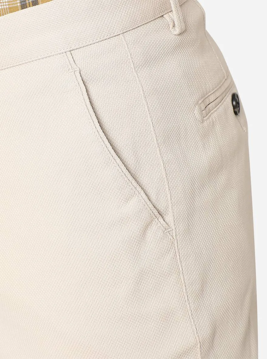 Beige Solid Uno Fit Casual Trouser | JadeBlue