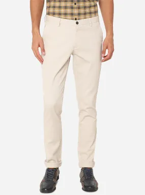 Beige Solid Uno Fit Casual Trouser | JadeBlue