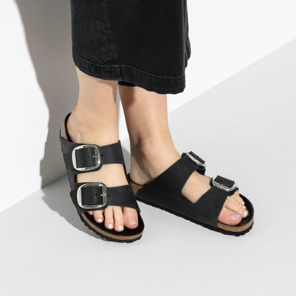 Birkenstock Arizona Oiled Leather Big Buckle Sandal (Black)