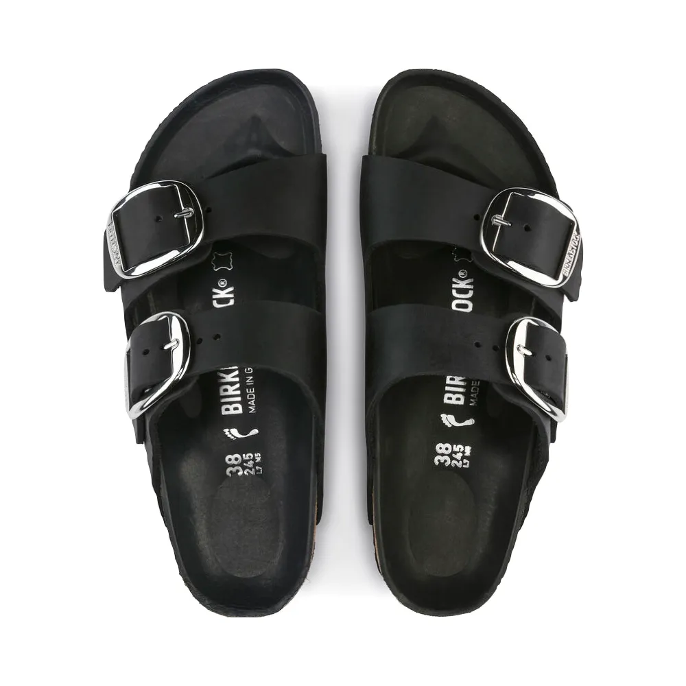 Birkenstock Arizona Oiled Leather Big Buckle Sandal (Black)