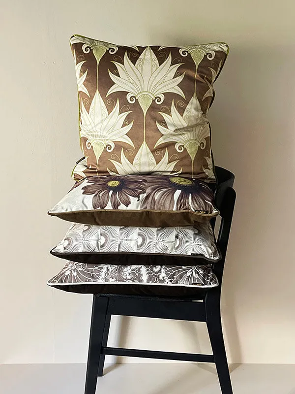 Brown decadent velvet cushion