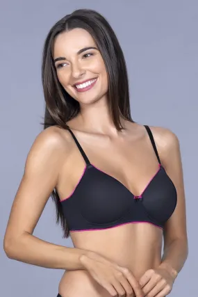 Casual Chic Padded Non-Wired T-shirt Bra - Black