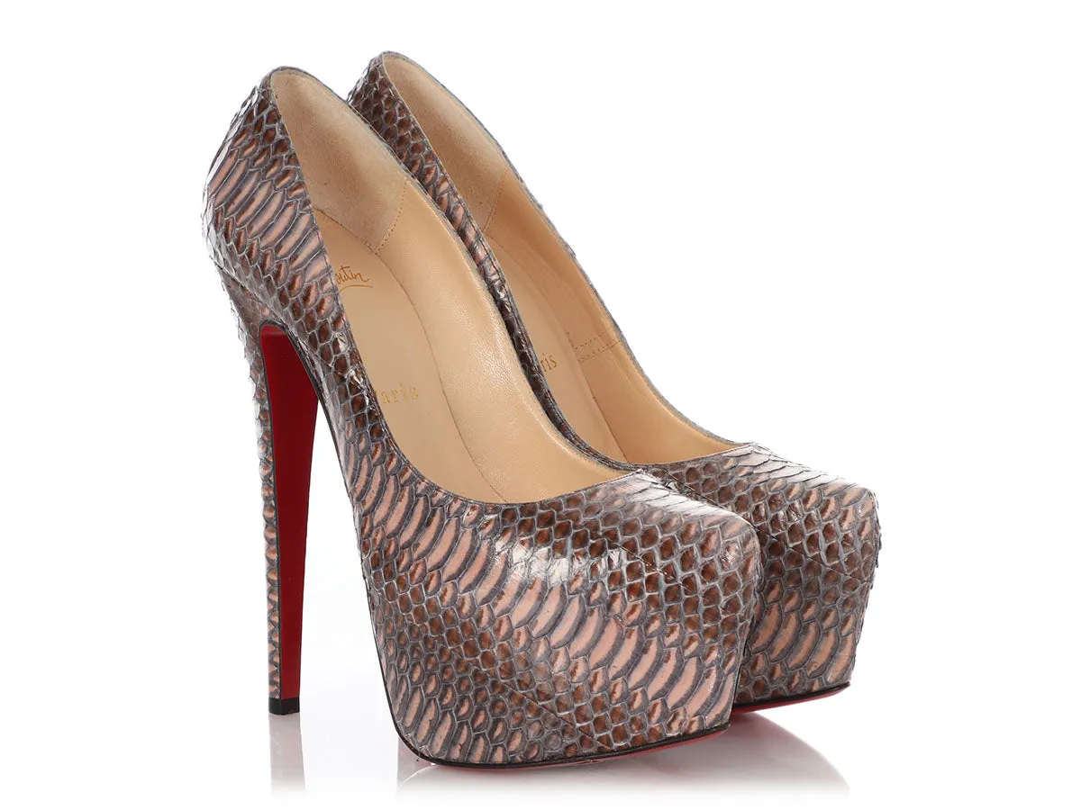 Christian Louboutin Watersnake Daffodile Platform Pumps