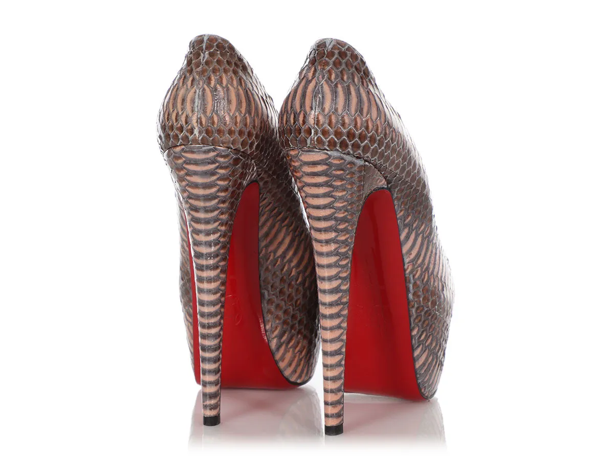 Christian Louboutin Watersnake Daffodile Platform Pumps