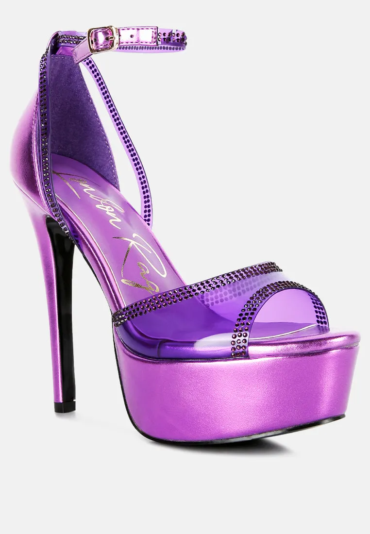 Cinderella Rhinestones Embellished Stiletto Platform Sandals