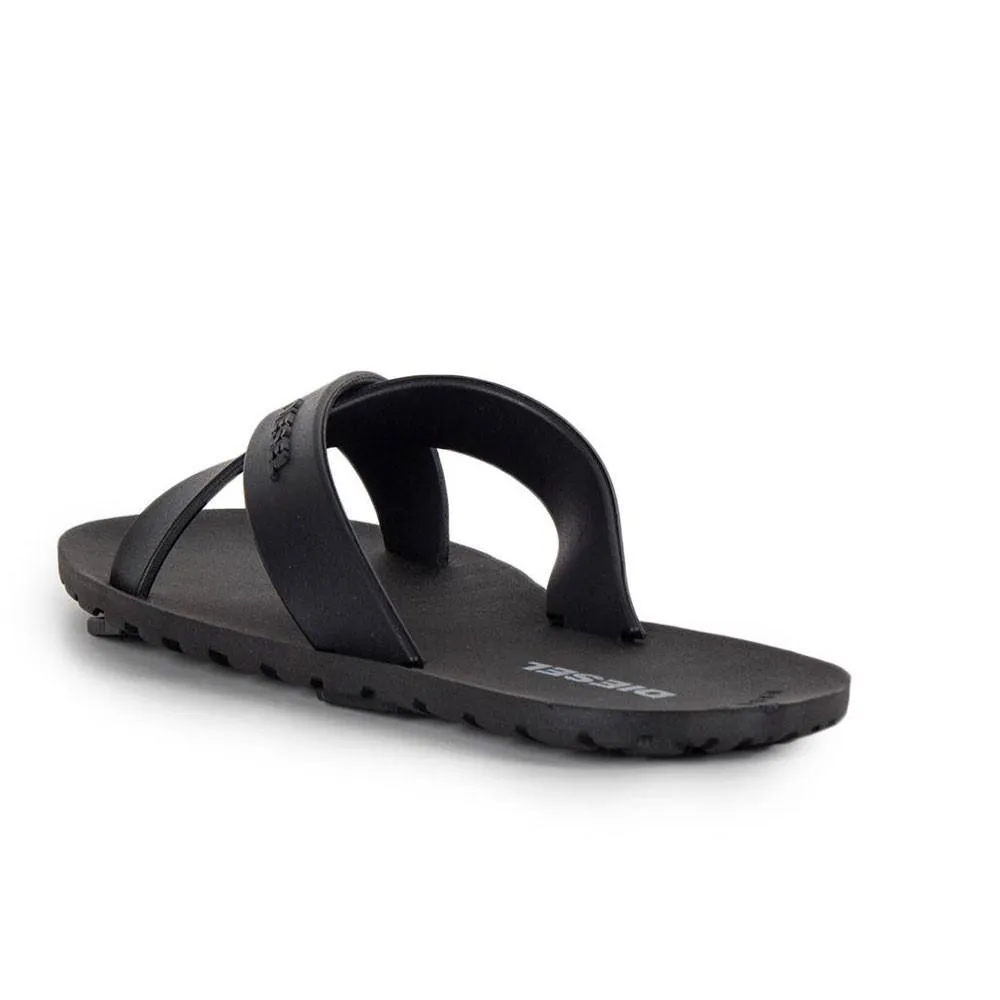 Diesel Plaja Wash Black Strap Plastic Sandals