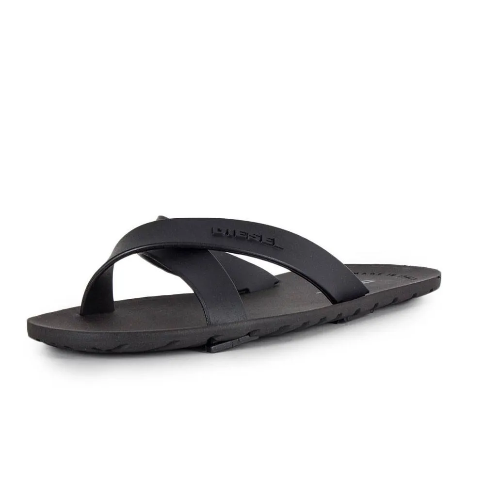 Diesel Plaja Wash Black Strap Plastic Sandals