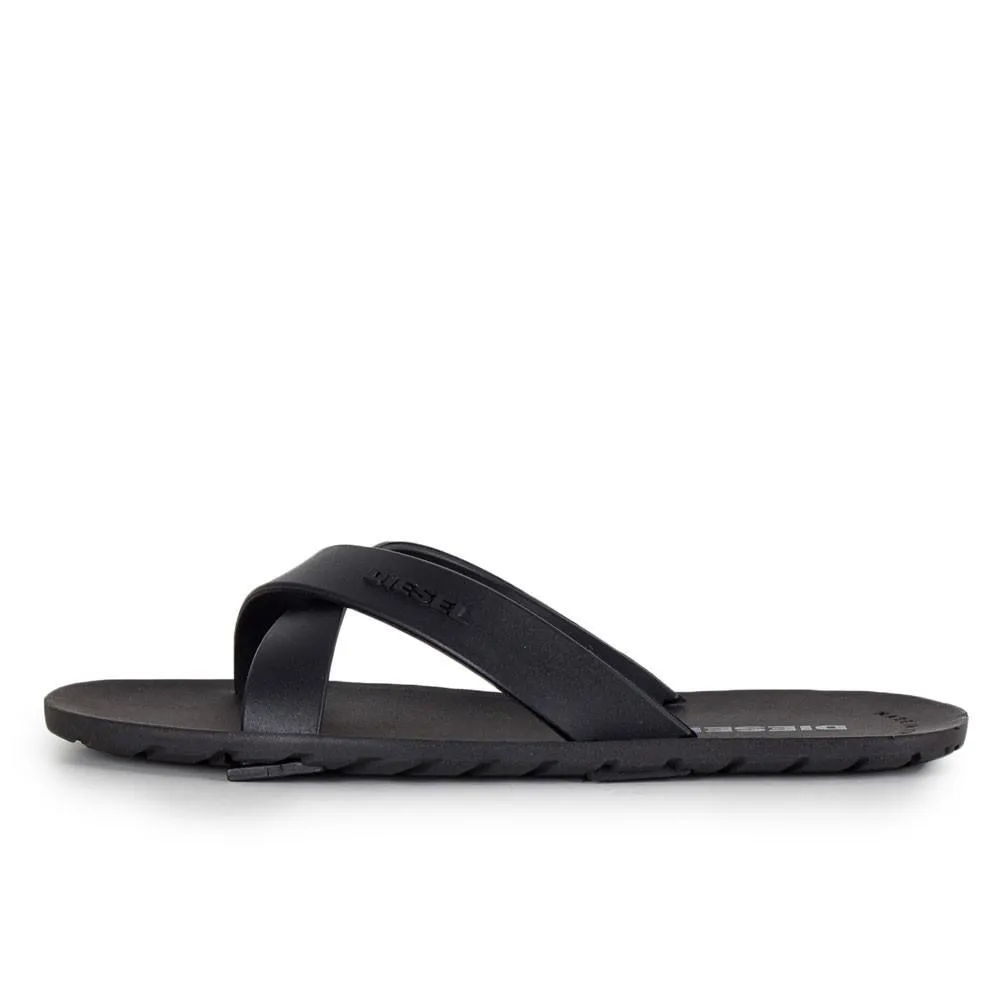 Diesel Plaja Wash Black Strap Plastic Sandals