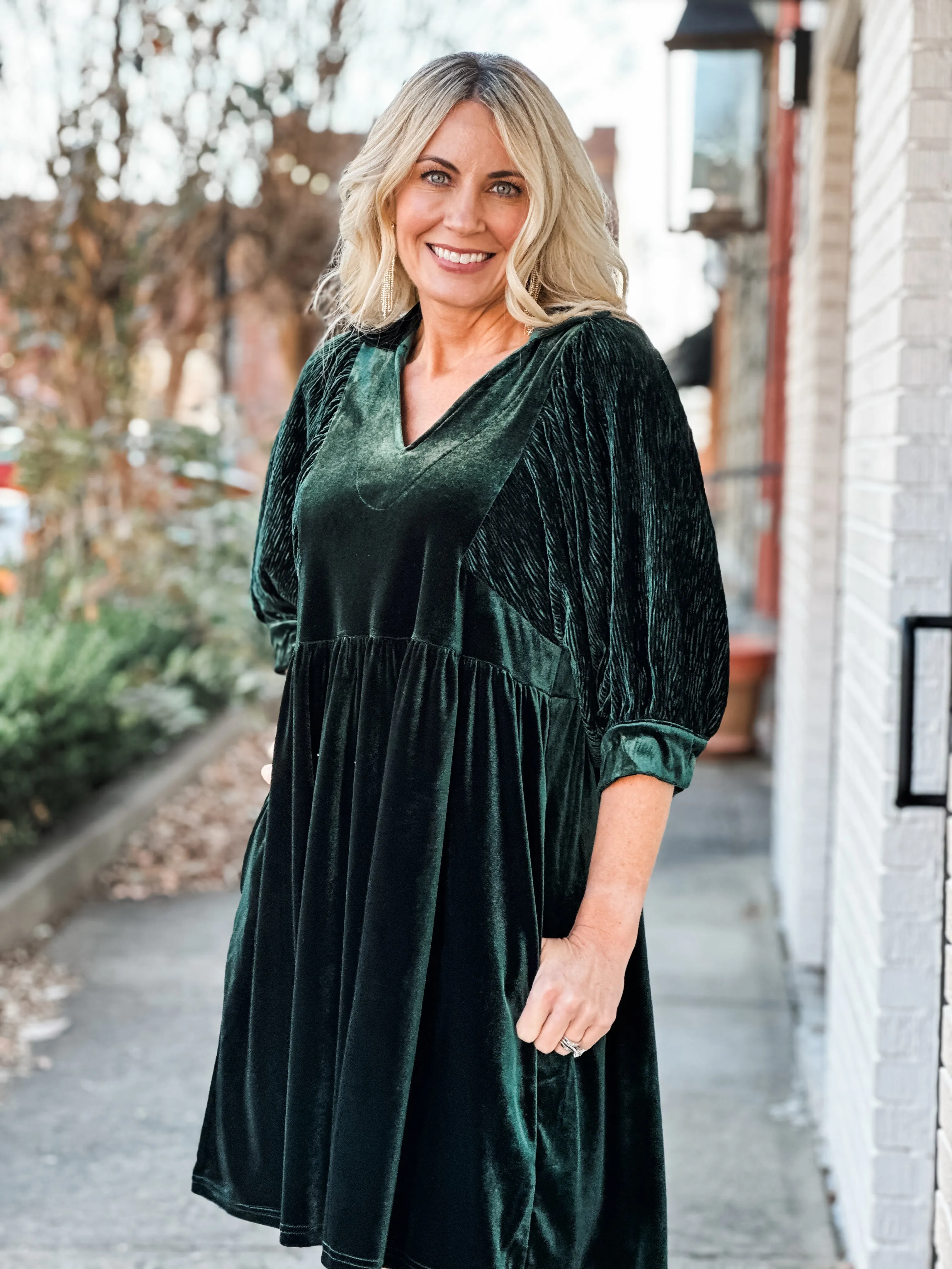 Evergreen Velvet Mini Dress