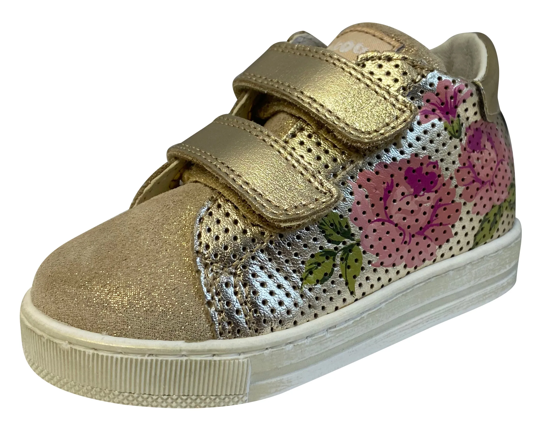 Falcotto Girl's Delena Vl Vel.Glitter/Lam.Forato Fashion Sneakers, Platino