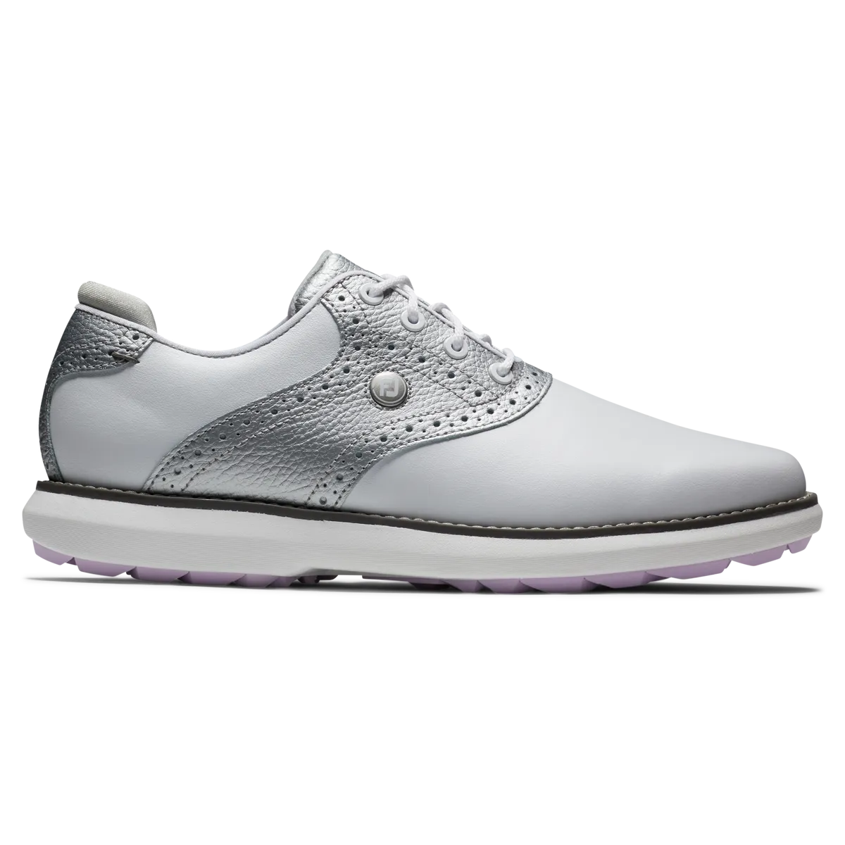 FootJoy Women's Traditions Golf Shoes- White/Silver/Purple