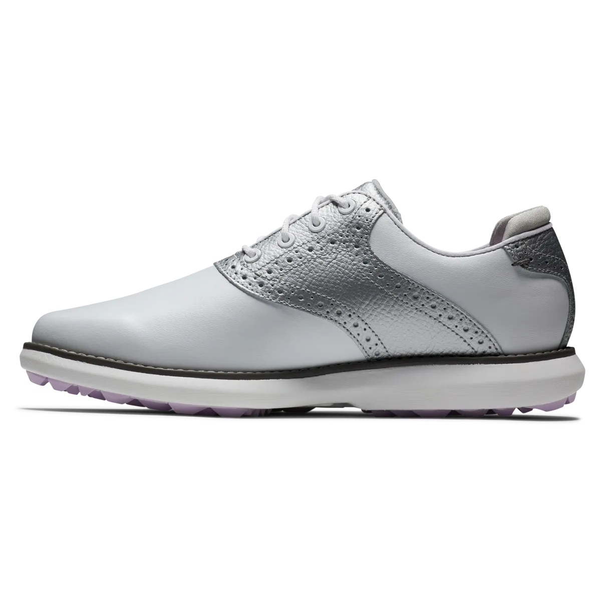 FootJoy Women's Traditions Golf Shoes- White/Silver/Purple