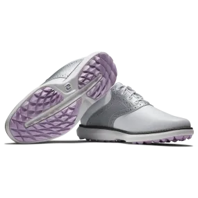 FootJoy Women's Traditions Golf Shoes- White/Silver/Purple