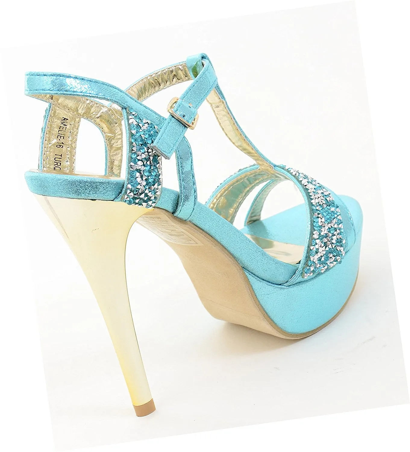 Glitter Rhinestone Evening Platform Sandal Formal Women's Heels