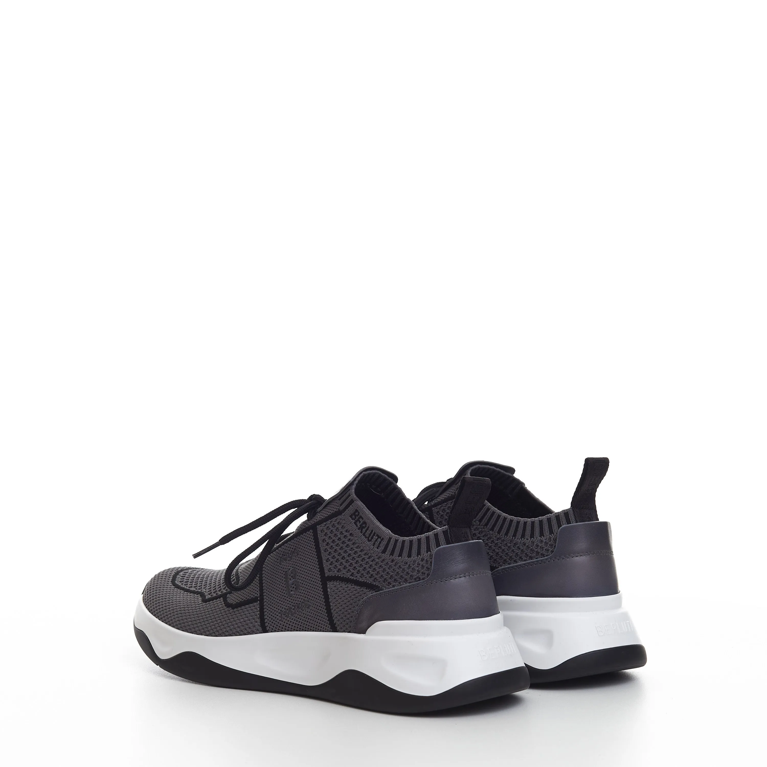 Gray Low Top Sneaker - Technical Knit & Leather