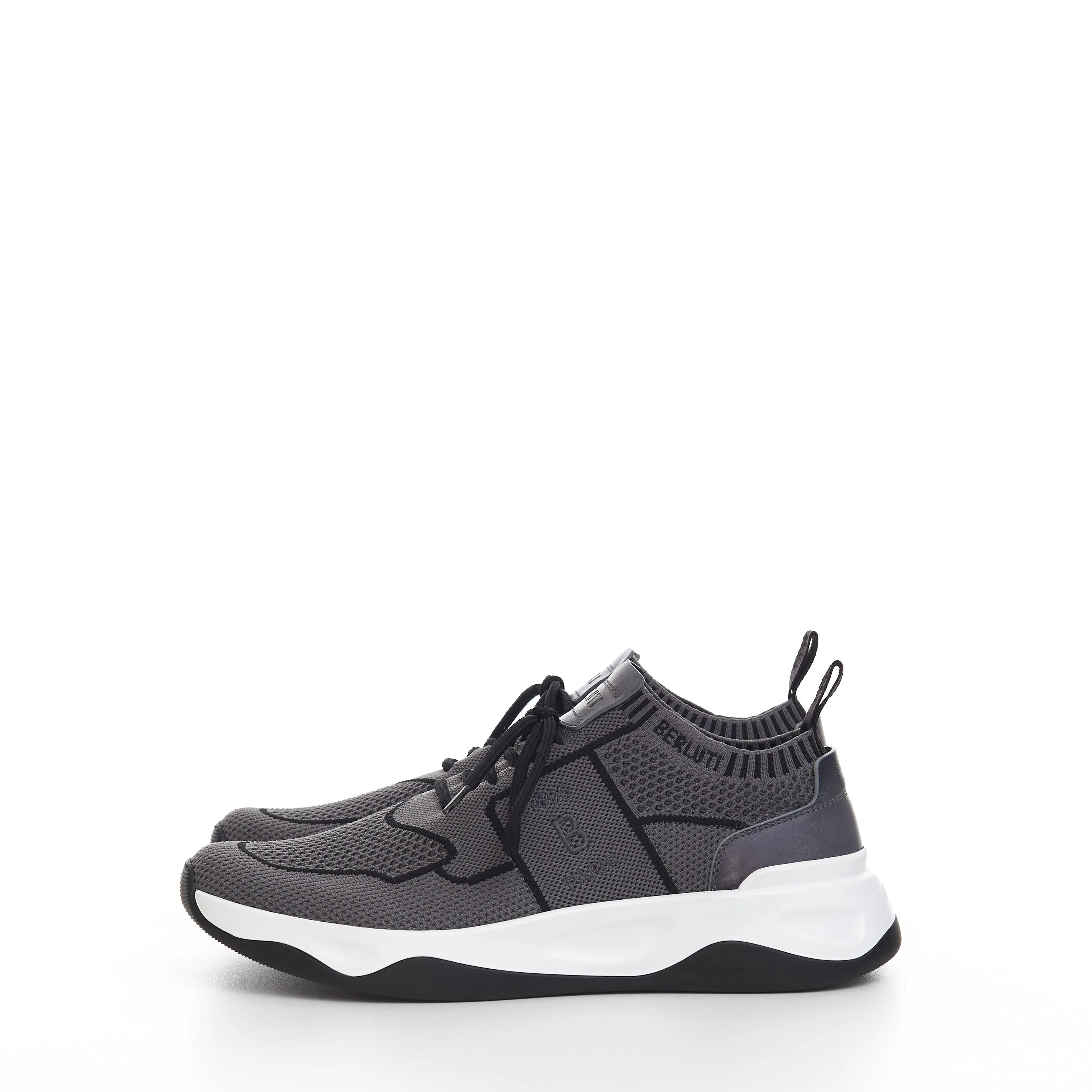 Gray Low Top Sneaker - Technical Knit & Leather