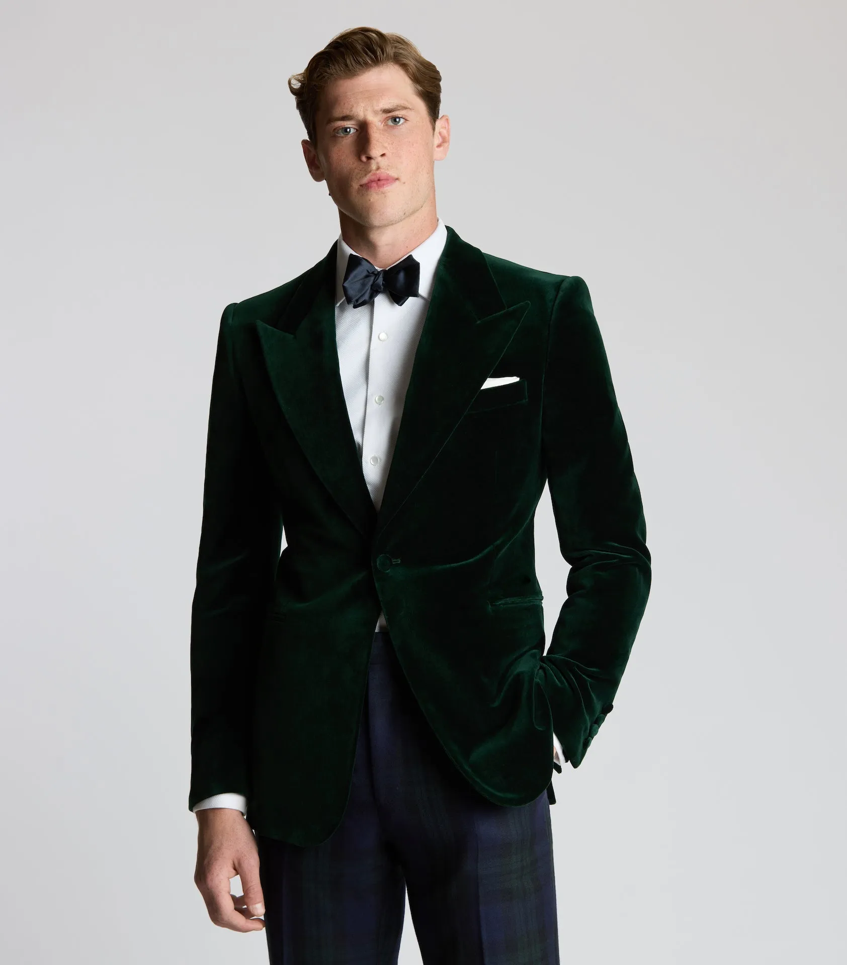 Green Velvet Single Breasted Cocktail Jacket