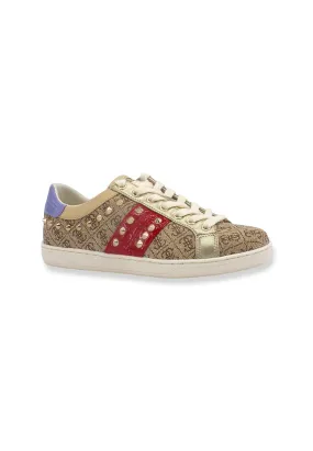 GUESS Sneaker Donna Loghi Borchie Beige Red FL7RL3FAL12