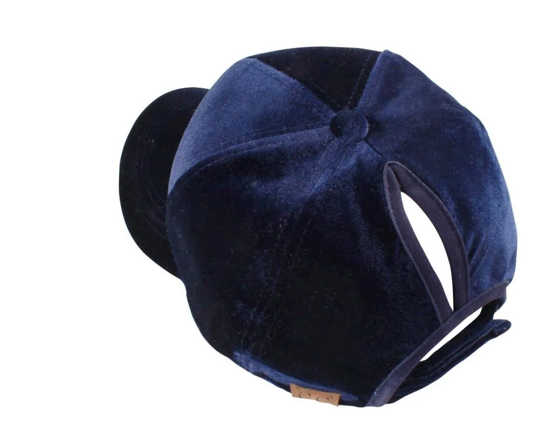 #H161 CC Velvet Ponytail Hat