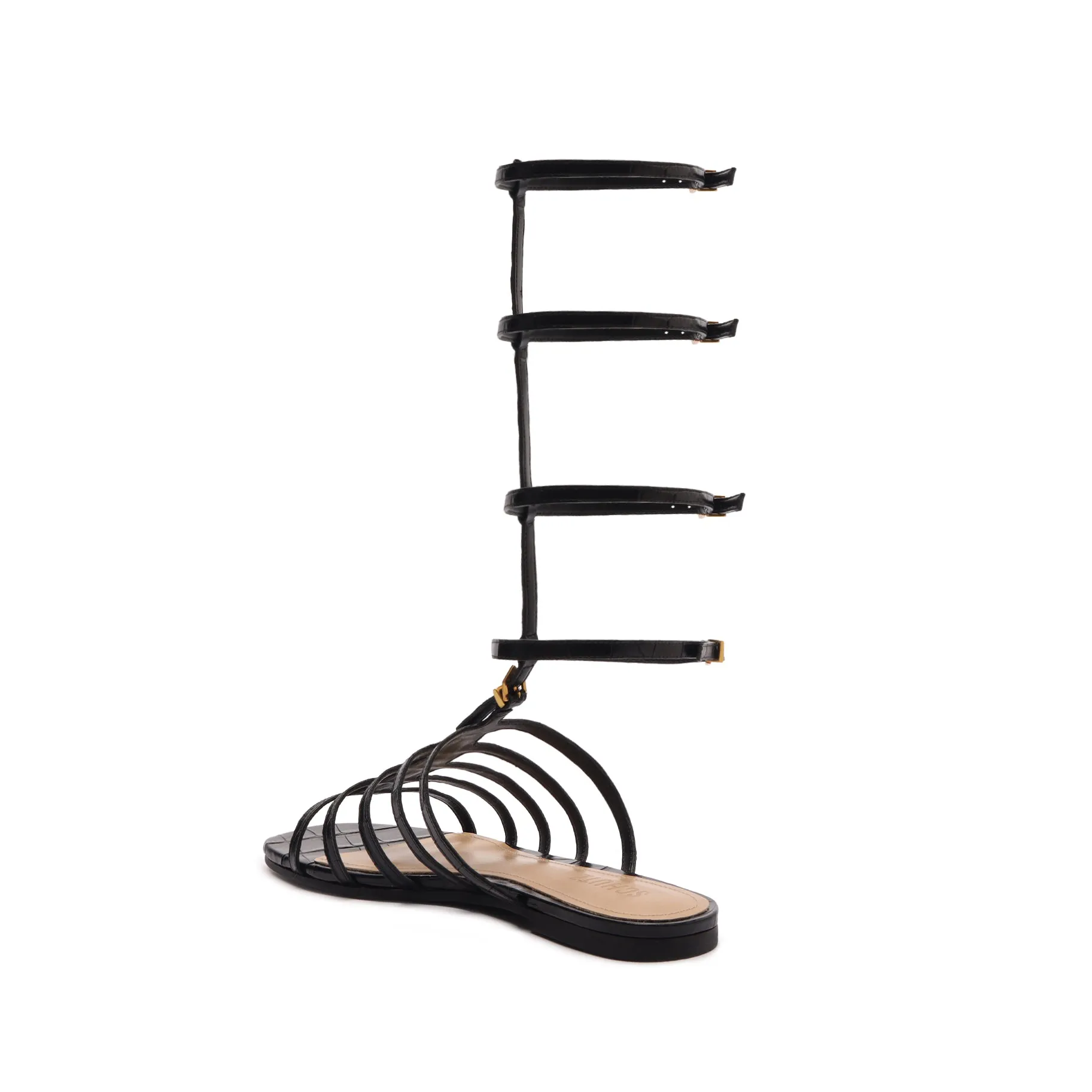 Hayden Crocodile-Embossed Leather Sandal