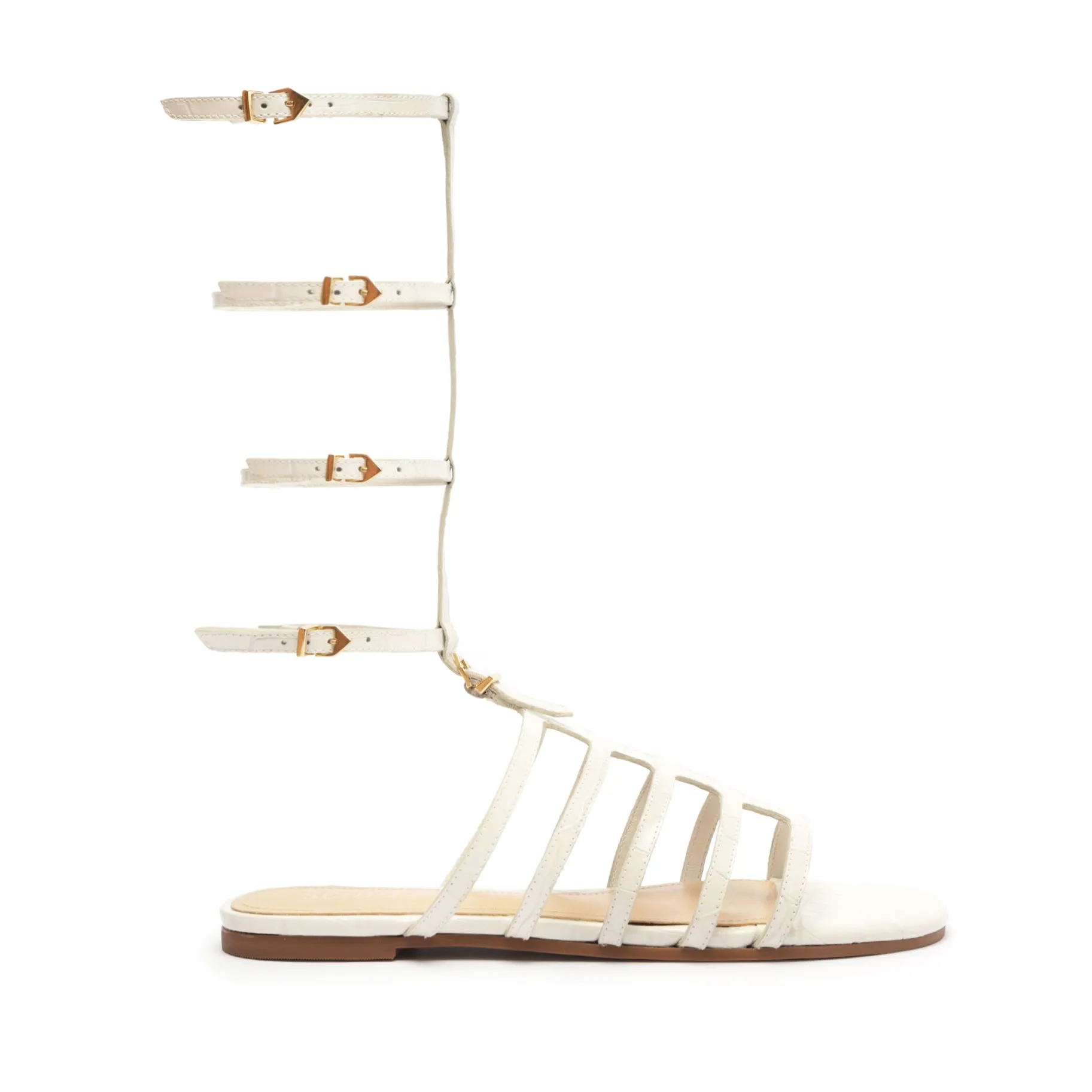 Hayden Crocodile-Embossed Leather Sandal