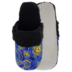 HOTSOX Men's Sherpa Non-Skid Van Gogh Starry Night Slipper