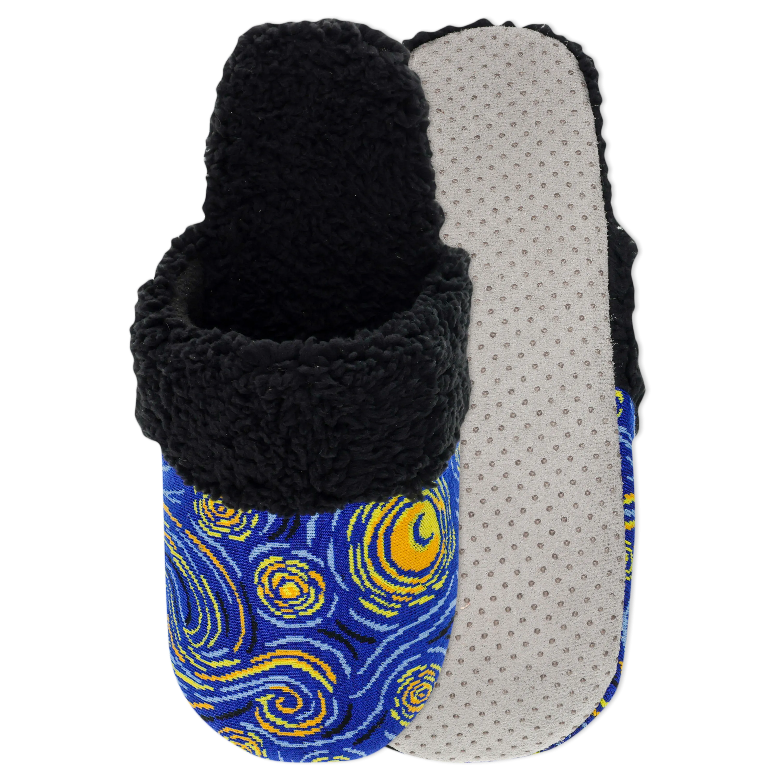 HOTSOX Men's Sherpa Non-Skid Van Gogh Starry Night Slipper