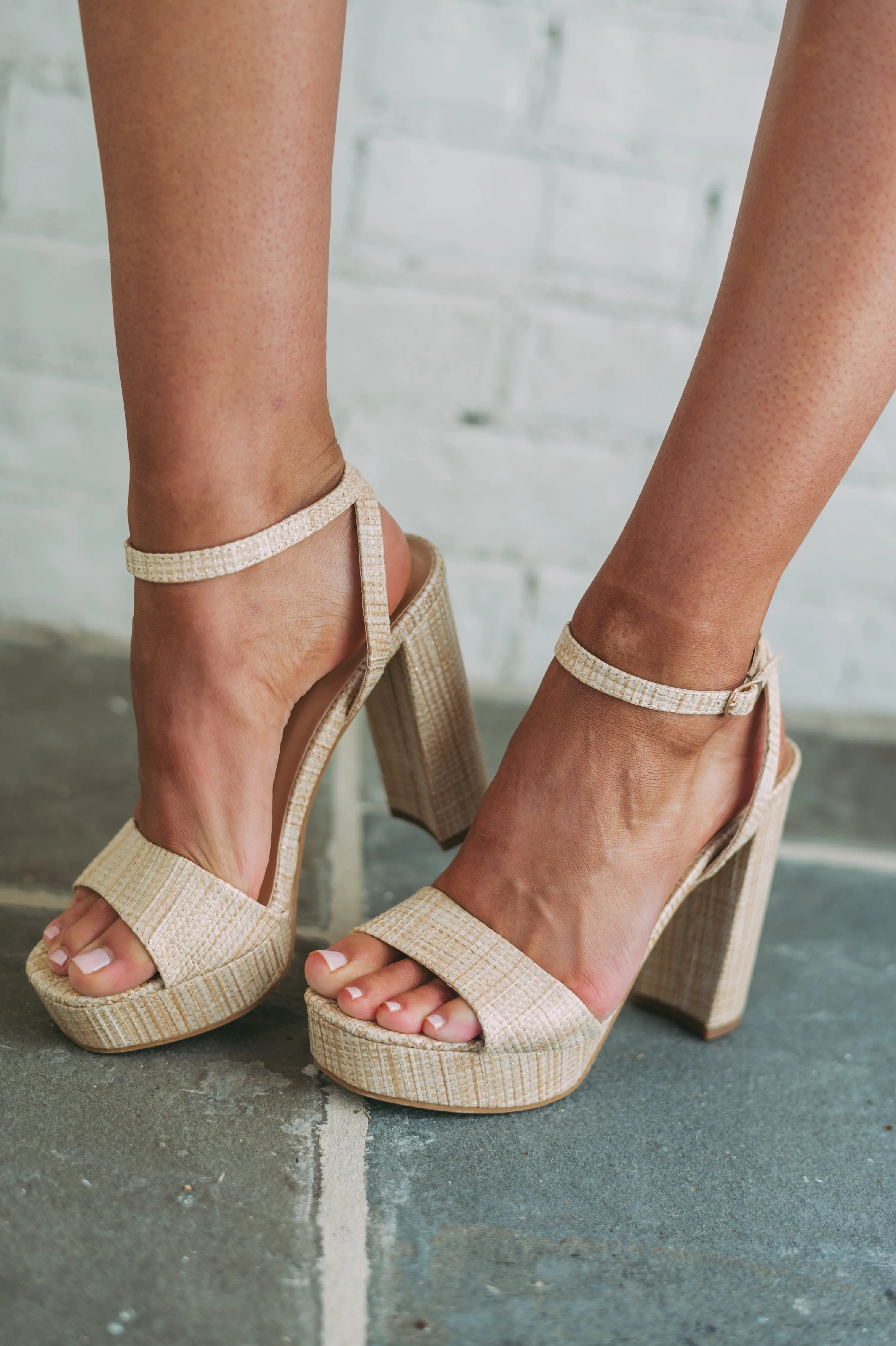 Jane Raffia Heels- Beige