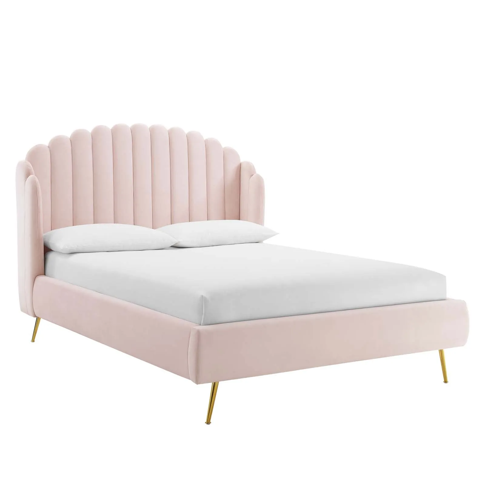 Lana Performance Velvet Wingback Platform Bed